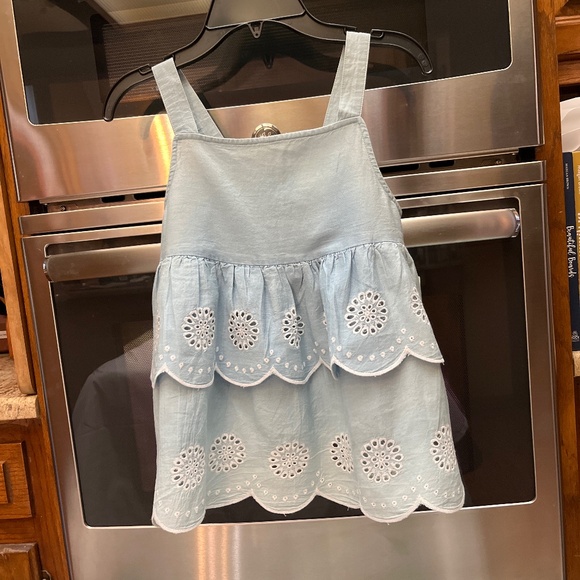 NWT Tucker & Tate Girls Sz. 8 Distressed, Light Blue, Tiered Denim Fabric Top. - Picture 2 of 12